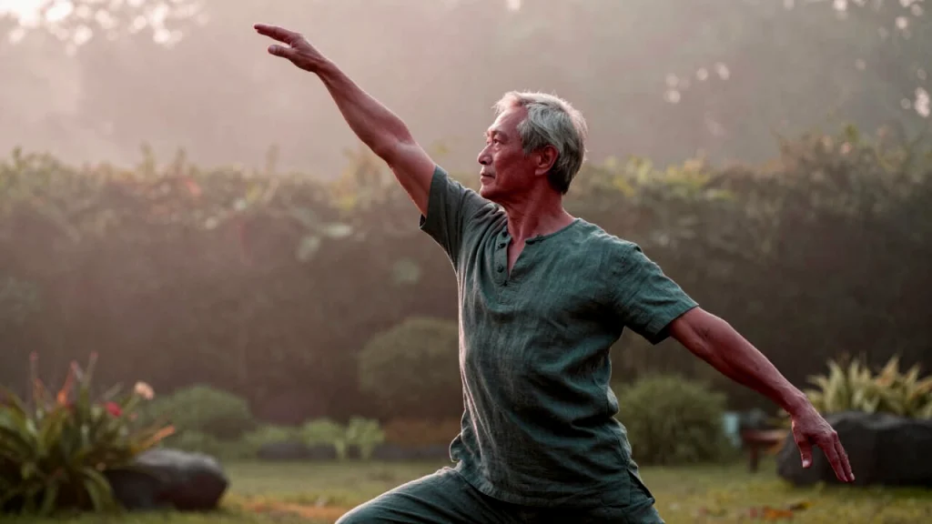 Die Mähne des Wildpferdes teilen - Tai Chi Bilder